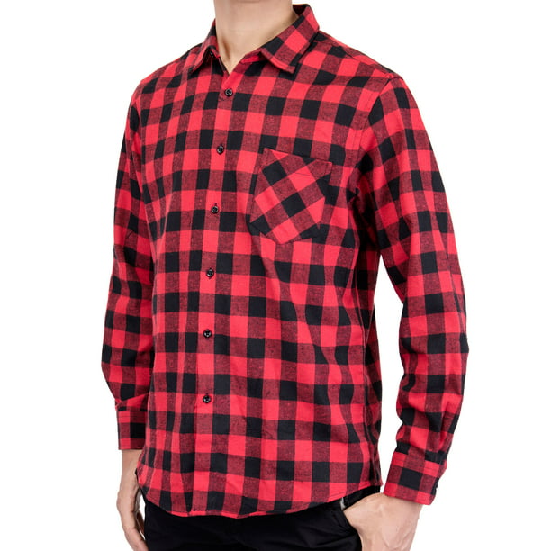 Wofupowga Mens Button Up Plaid Splice Slim Fit Casual Long Sleeve Shirts 